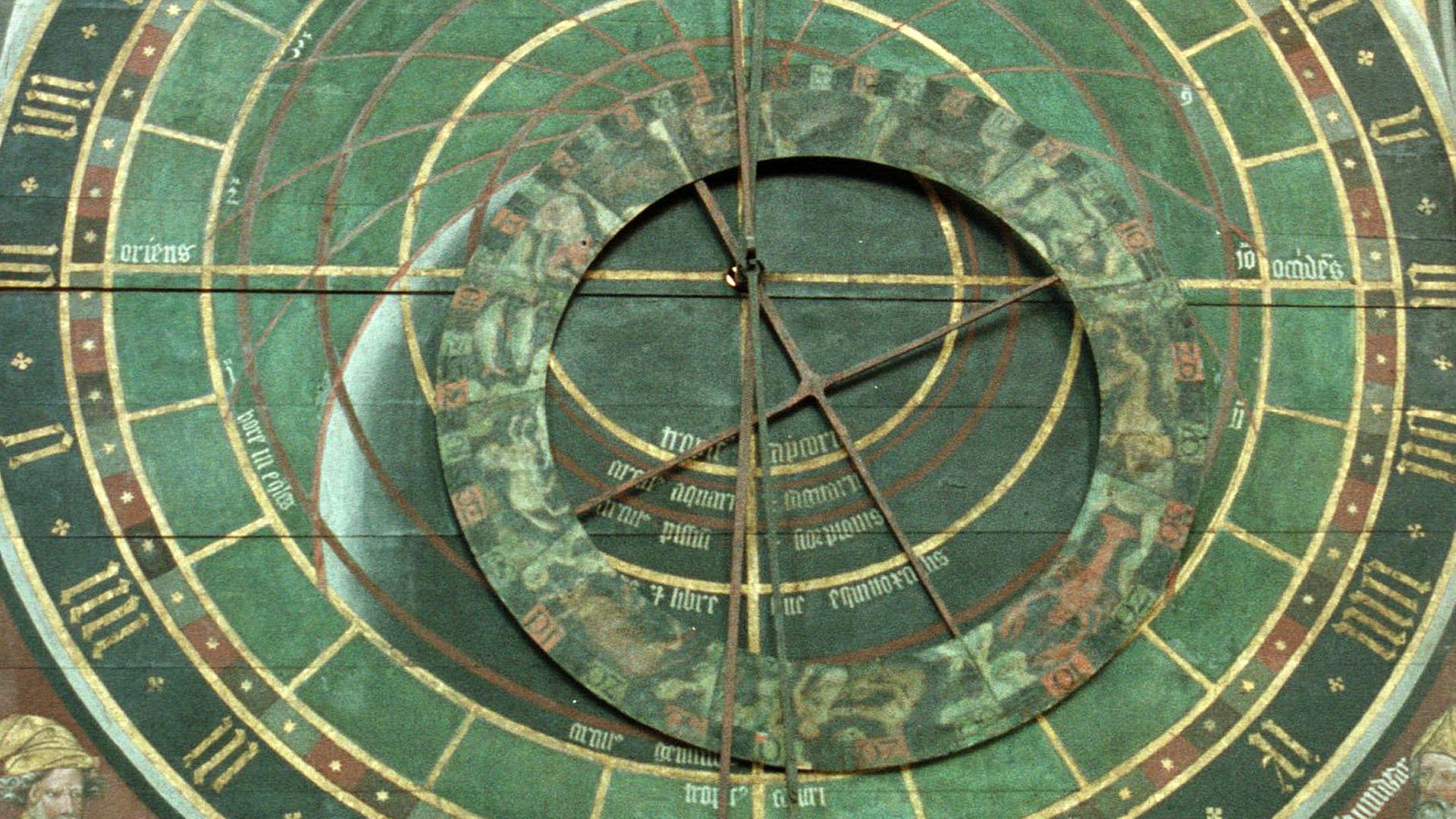 Die Astronomische Uhr der St.-Nikolai-Kirche in Stralsund: Die aus dem Jahre 1394 stammende Uhr war von Nikolaus Lilienfeld gebaut worden.
