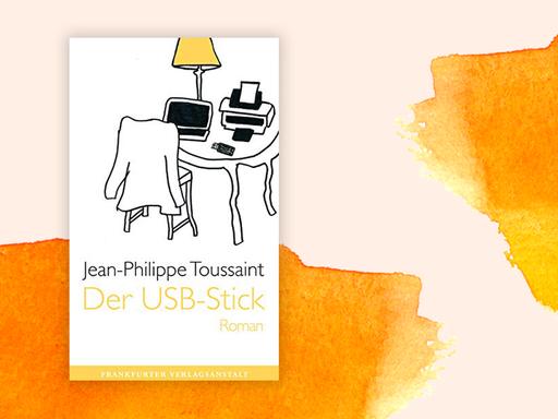 Cover von Jean-Philippe Toussaint "Der USB-Stick" vor Aquarell-Hintergrund