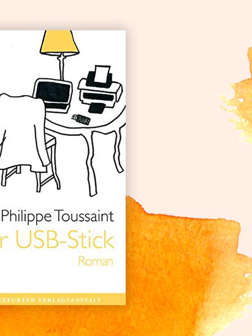 Cover von Jean-Philippe Toussaint "Der USB-Stick" vor Aquarell-Hintergrund