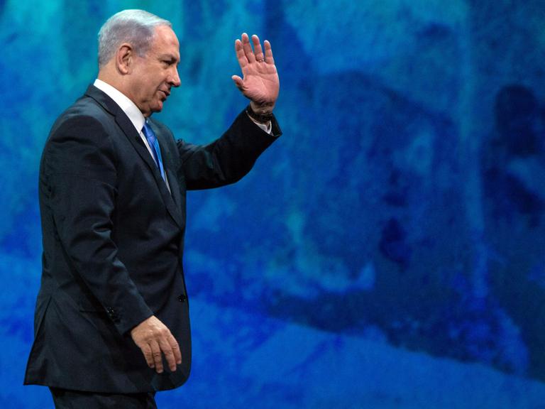 Der israelische Ministerpräsident Benjamin Netanjahu nach einer Rede beim American Israel Public Affairs Committee (AIPAC) in Washington