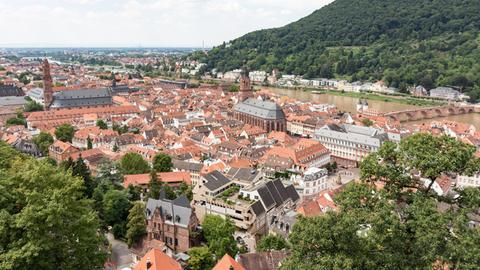 Die Altstadt von Heidelberg, gesehen vom Schloss