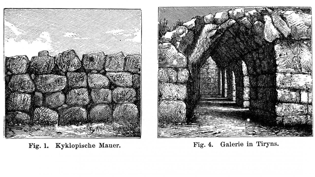 Zwei Zeichnungen antiker Mauerbau-Arten Zwei Zeichnungen antiker Mauerbau-Arten