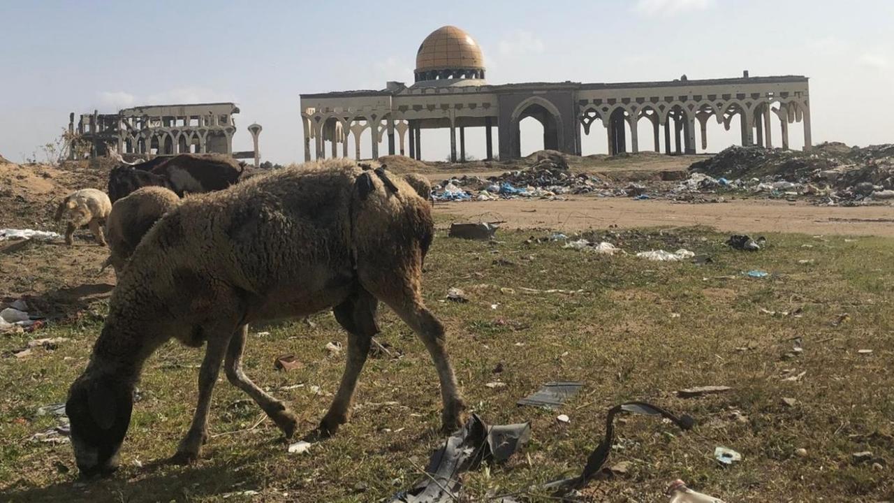 Der 2000 zerstörte Flughafen in Gaza im Februar 2019 Der 2000 zerstörte Flughafen in Gaza im Februar 2019