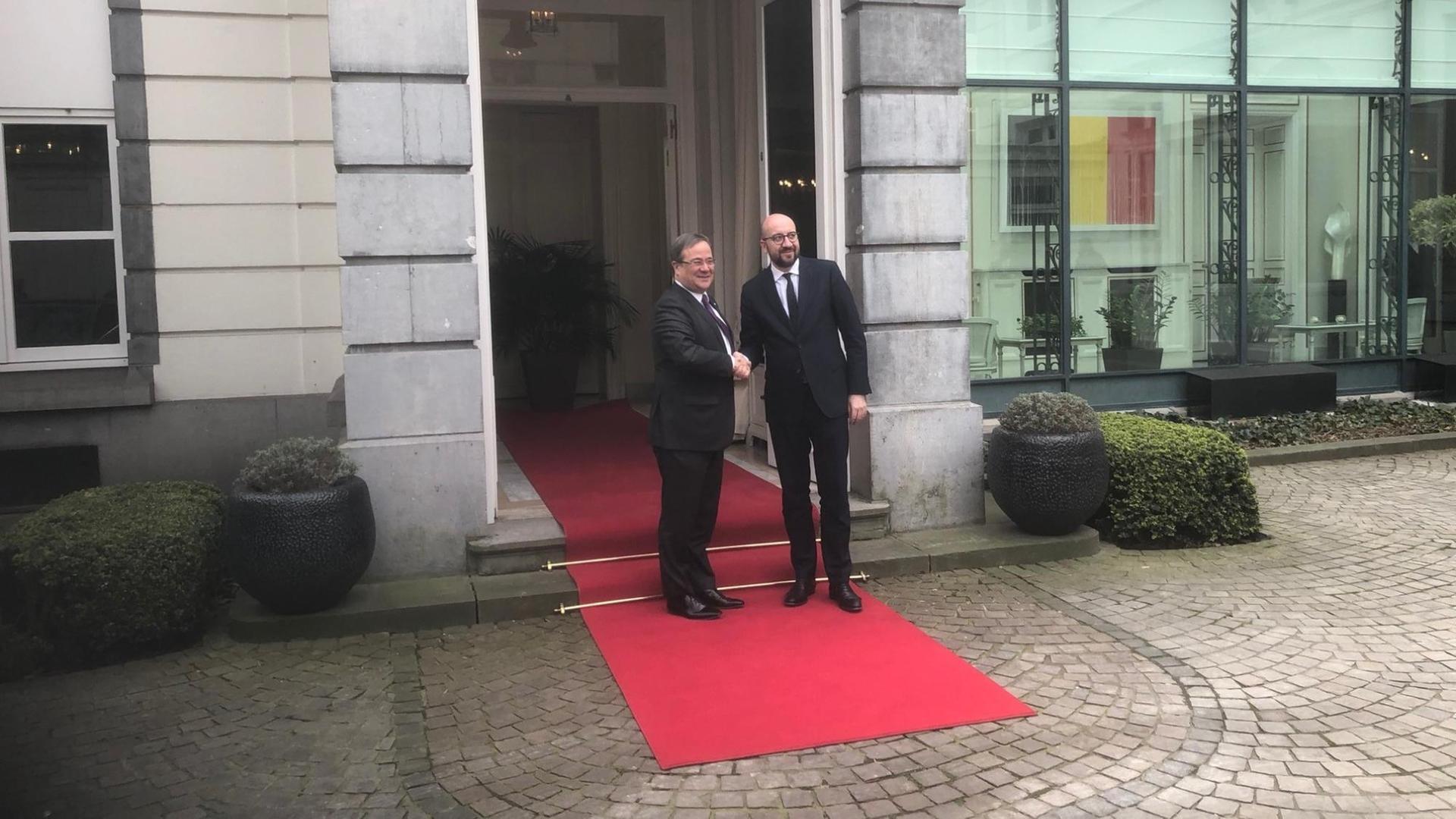 NRW-Ministerpräsident Armin Laschet (links) und der belgische Premierminister Charles Michel.