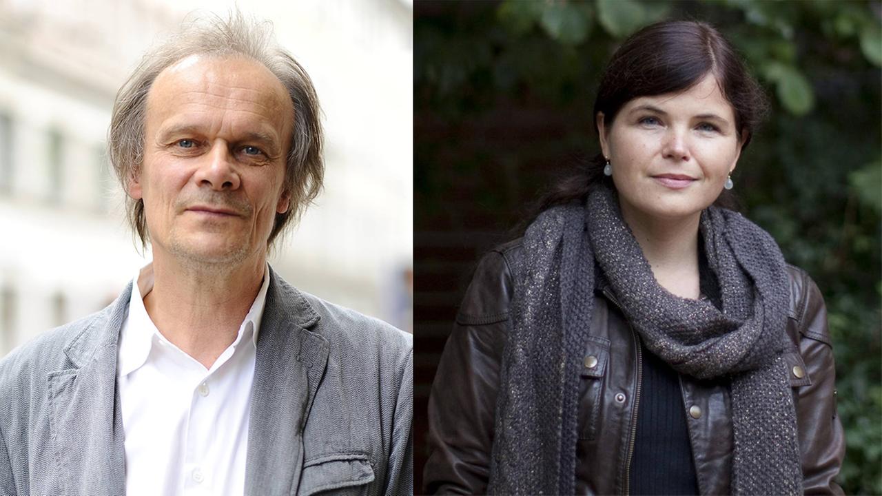 Porträts der Autoren Edgar Selge und Julia Franck. Porträts der Autoren Edgar Selge und Julia Franck.