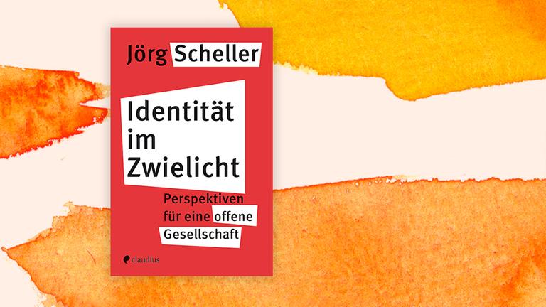 Das Buchcover "Identität im Zwielicht" von Jörg Scheller vor einem grafischen Hintergrund
