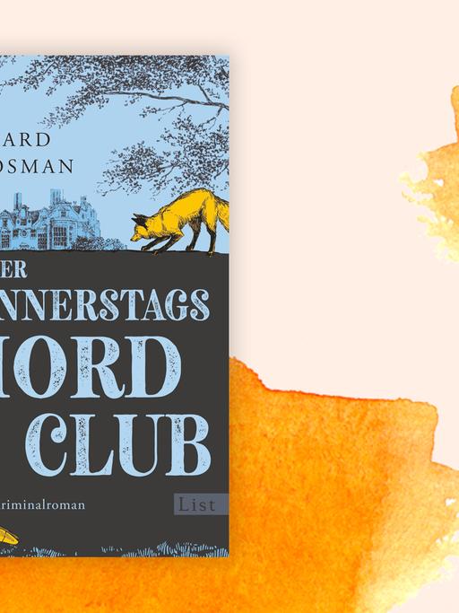 Das Cover von Richard Osmans Buch "Der Donnerstagsmordclub" auf orange-weißem Hintergrund.