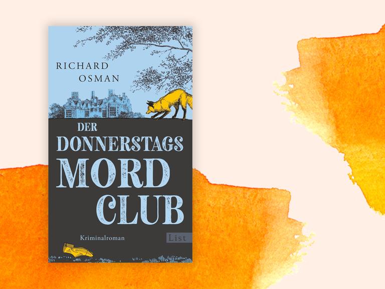 Das Cover von Richard Osmans Buch "Der Donnerstagsmordclub" auf orange-weißem Hintergrund.