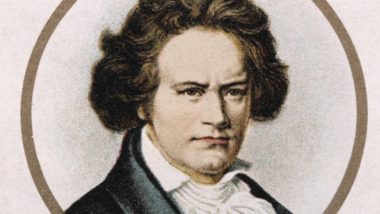 Porträt des Komponisten in einer idealisierten Zeichnung, die ihn mit etwas gelöstem Haar zeigt. Porträt des Komponisten in einer idealisierten Zeichnung, die ihn mit etwas gelöstem Haar zeigt.