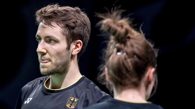 Der deutsche Badminton-Nationalspieler Mark Lamsfuß (li.) mit seiner Mixed-Partnerin Isabel Herttrich.