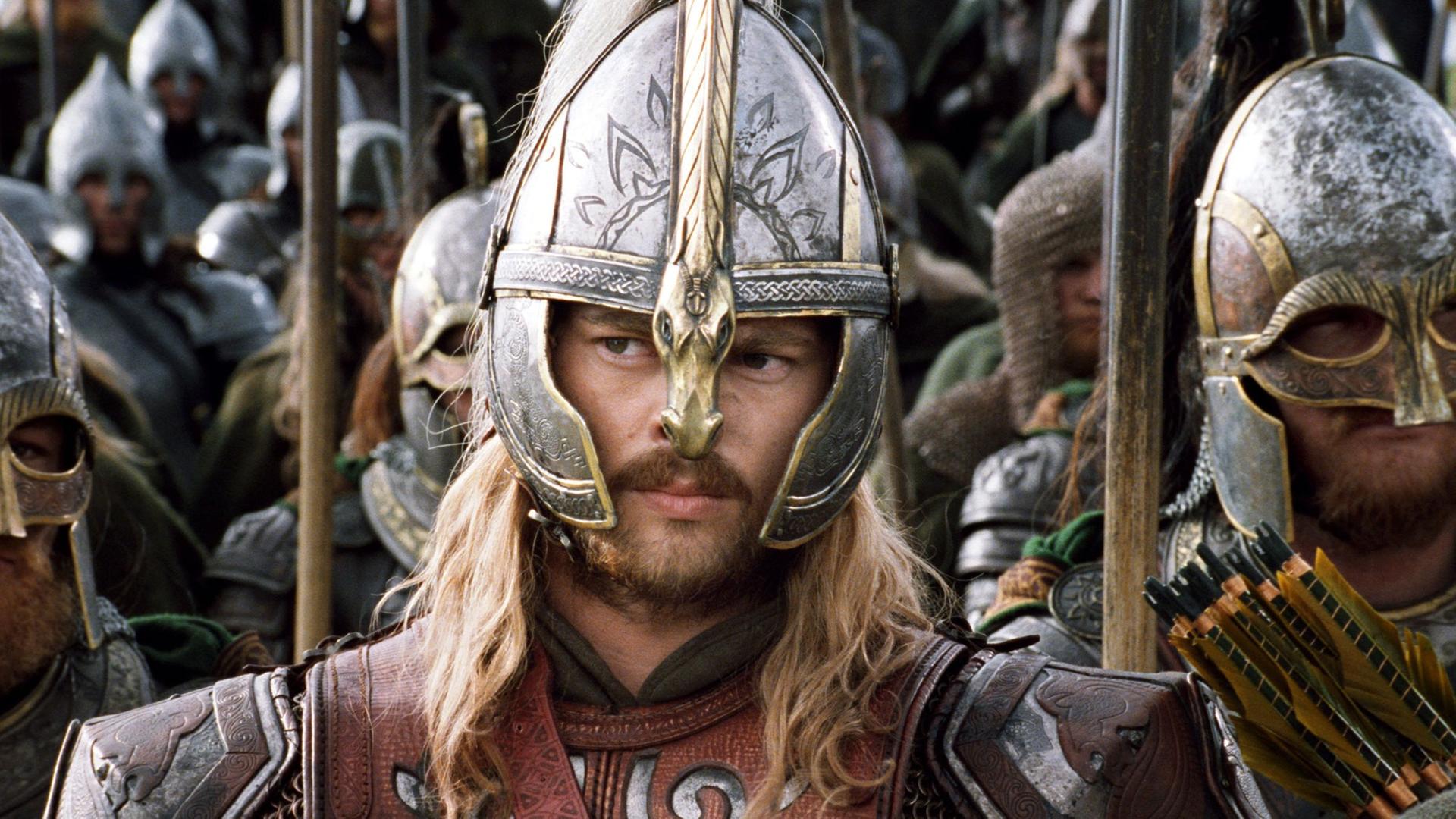 Eomer (Karl Urban) stellt sich im Kinofilm "Der Herr der Ringe: Die Rückkehr des Königs" mit seinen Kriegern zum Kampf auf.