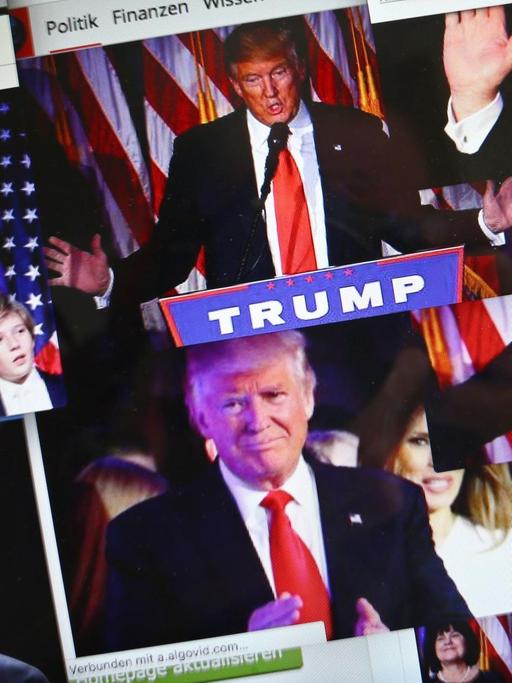 Verschiedene Homepages, auf denen über Donald Trump als Wahlsieger bei den Präsidentschaftswahlen in den USA berichtet wird.