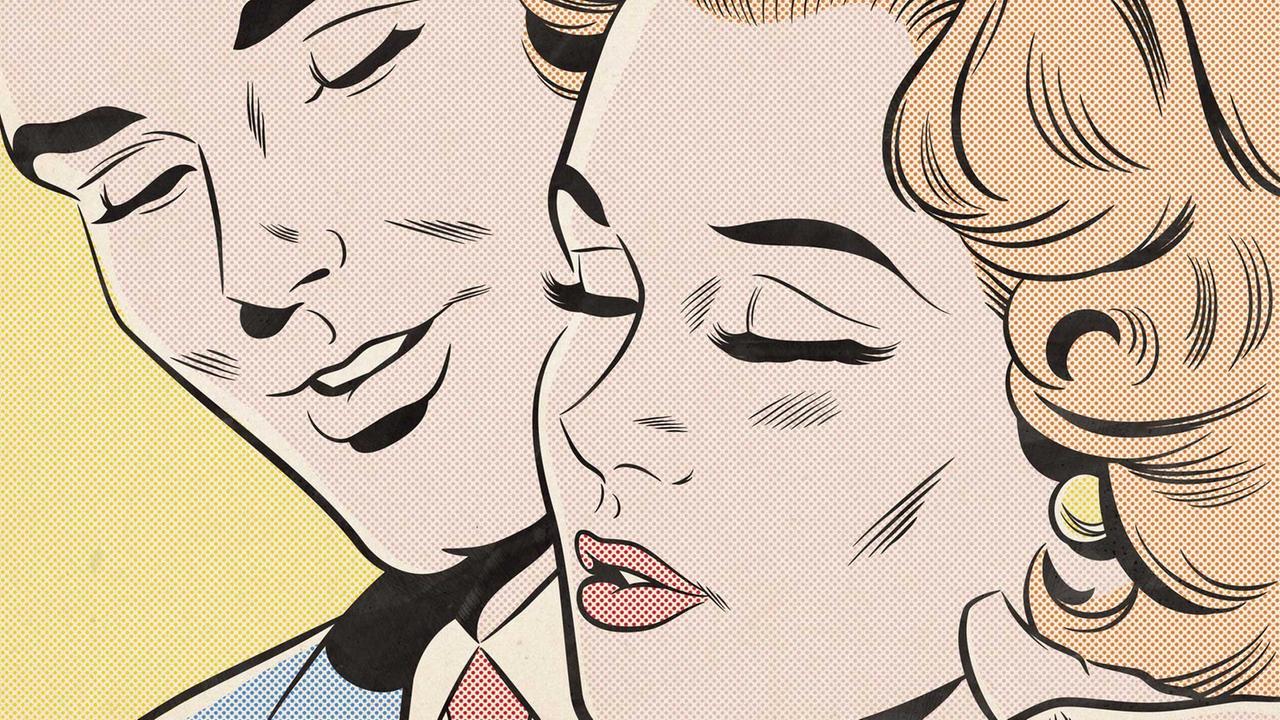 Nahaufnahme eines flirtenden Mannes mit einer Frau Nahaufnahme eines flirtenden Mannes mit einer Frau