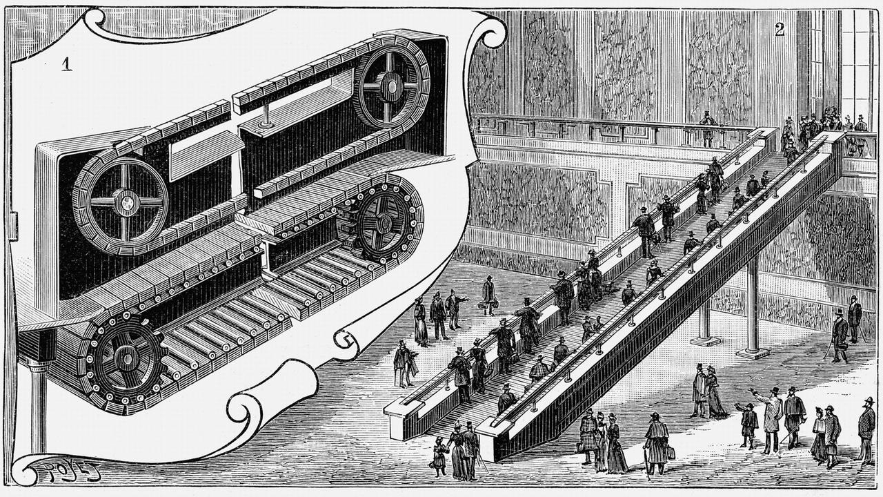 Rolltreppe an der Pennsylvania Railroad, Datum unbekannt. Rolltreppe an der Pennsylvania Railroad, Datum unbekannt.