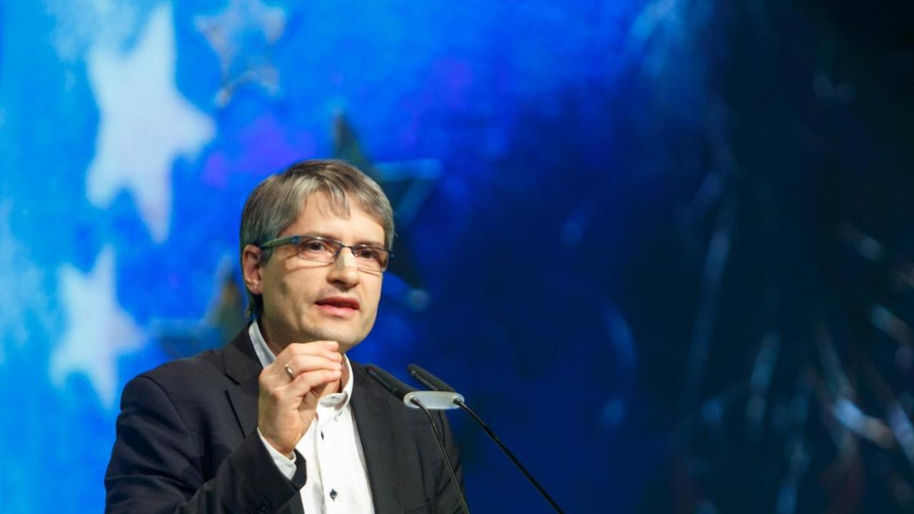 Sven Giegold, Europa-Abgeordneter der Grünen, bei einer Rede in Münster Sven Giegold, Europa-Abgeordneter der Grünen, bei einer Rede in Münster