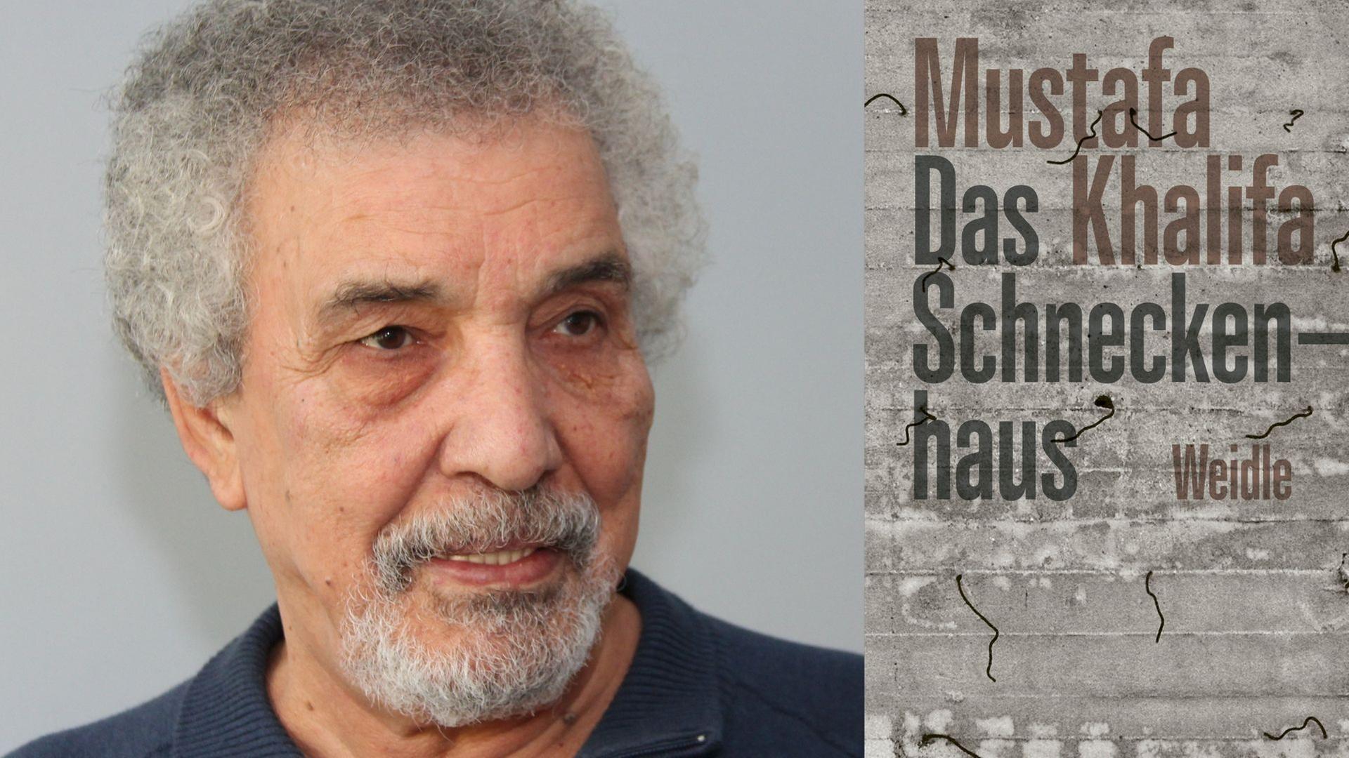 Zu sehen ist der Autor Mustafa Khalif und das Cover seines Buches "Das Schneckenhaus. Tagebuch eines Voyeurs".