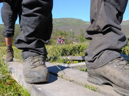Damit Touristen nicht im Matsch versinken und auch die Landschaft schonen, gehen sie über Holzbohlen Damit Touristen nicht im Matsch versinken und auch die Landschaft schonen, gehen sie über Holzbohlen