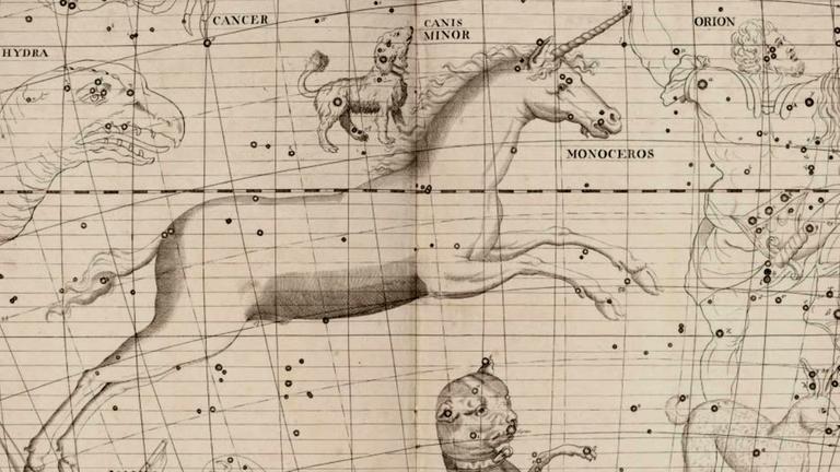Das Sternbild Einhorn (Monoceros) in einer historischen Darstellung 