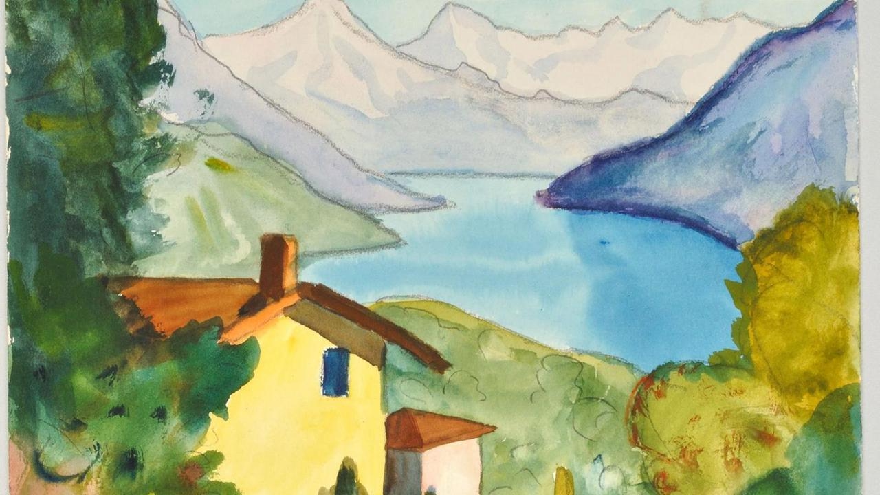 Die undatierte Aufnahme zeigt das Bild "Blick von Certenago" des deutschen Schriftstellers Hermann Hesse aus dem Jahr 1927. Die undatierte Aufnahme zeigt das Bild "Blick von Certenago" des deutschen Schriftstellers Hermann Hesse aus dem Jahr 1927.