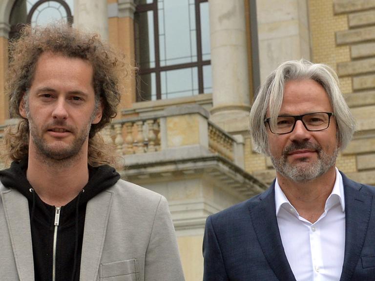 Der Intendant der Oper Halle, Florian Lutz (l.) und der Geschäftsführer der Halleschen Theater GmbH, Stefan Rosinski, aufgenommen 2016