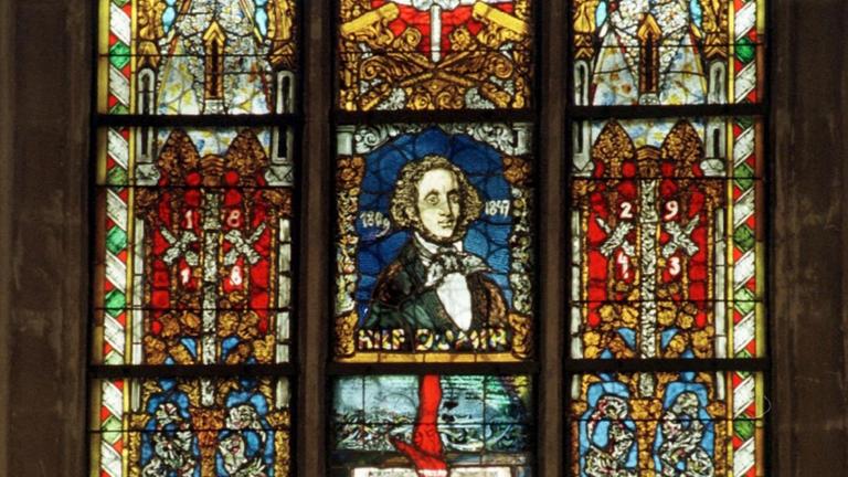 Ein Fenster in der Thomaskirche in Leipzig - zu Ehren von Felix Mendelssohn-Bartholdy - wurde angefertigt in der Mayerschen Hofkunstanstalt München Ein Fenster in der Thomaskirche in Leipzig - zu Ehren von Felix Mendelssohn-Bartholdy - wurde angefertigt in der Mayerschen Hofkunstanstalt München