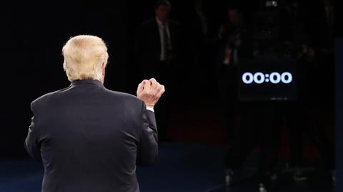 Der republikanische US-Präsidentschaftskandidat Donald Trump während eines TV-Duells.