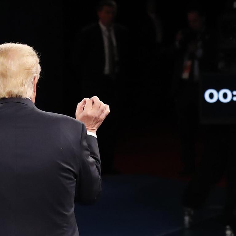 Der republikanische US-Präsidentschaftskandidat Donald Trump während eines TV-Duells.