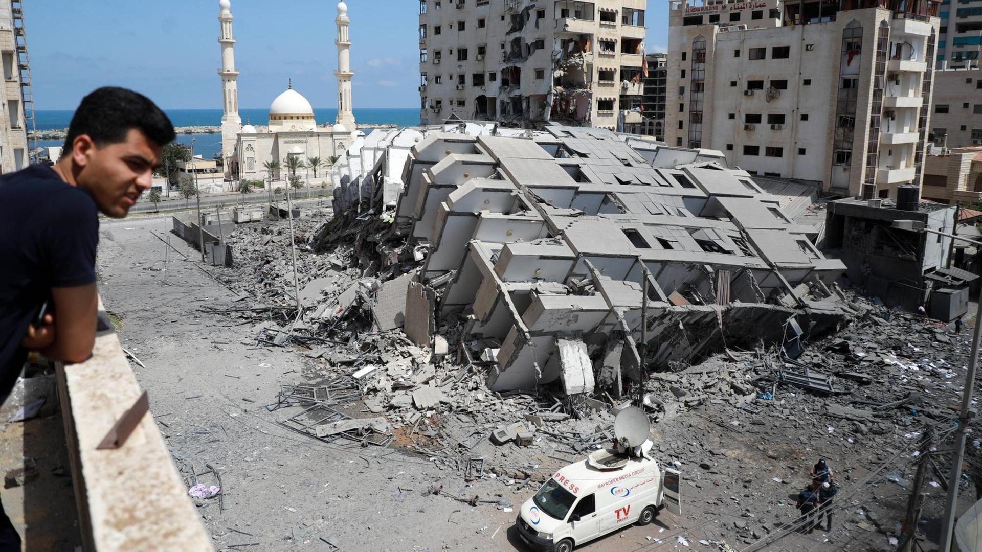 Zerstörtes Gebäude in Gaza-Stadt nach einem israelischen Luftangriff.