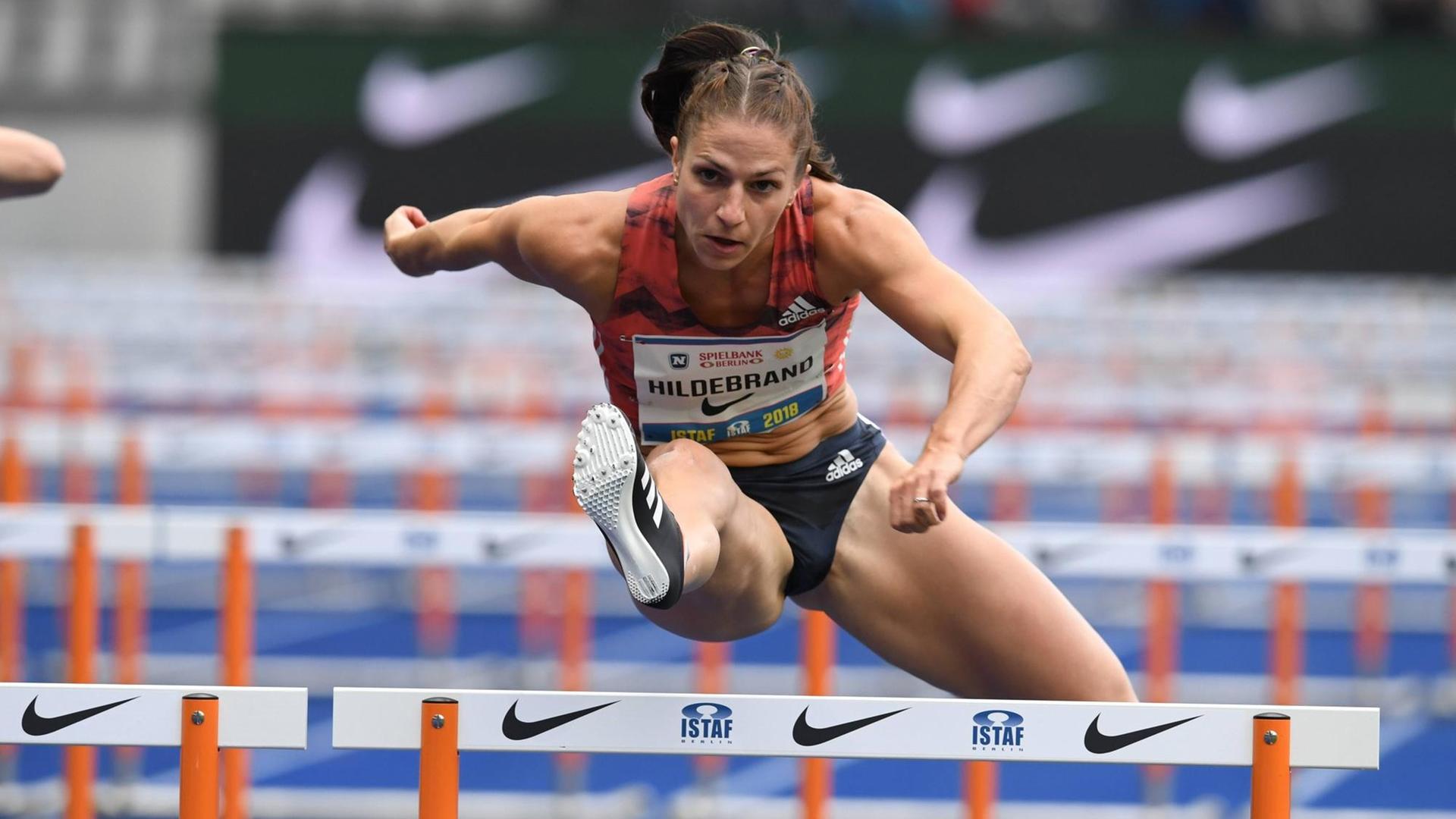 Berlin, 02.09.2018: Beim Internationalen Stadionfest Berlin (ISTAF) im Olympiastadion nimmt Nadine Hildebrand am Lauf über 100m Hürden teil. Berlin, 02.09.2018: Beim Internationalen Stadionfest Berlin (ISTAF) im Olympiastadion nimmt Nadine Hildebrand am Lauf über 100m Hürden teil.