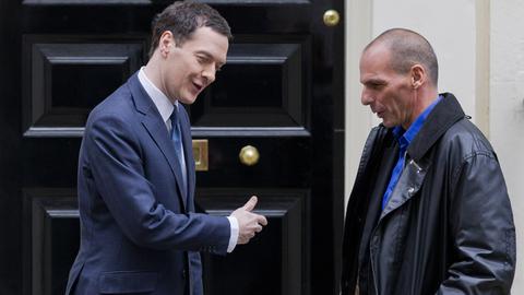 Der griechische Finanzminister Janis Varoufakis trifft seinen britischen Amtskollegen George Osbourne in London.