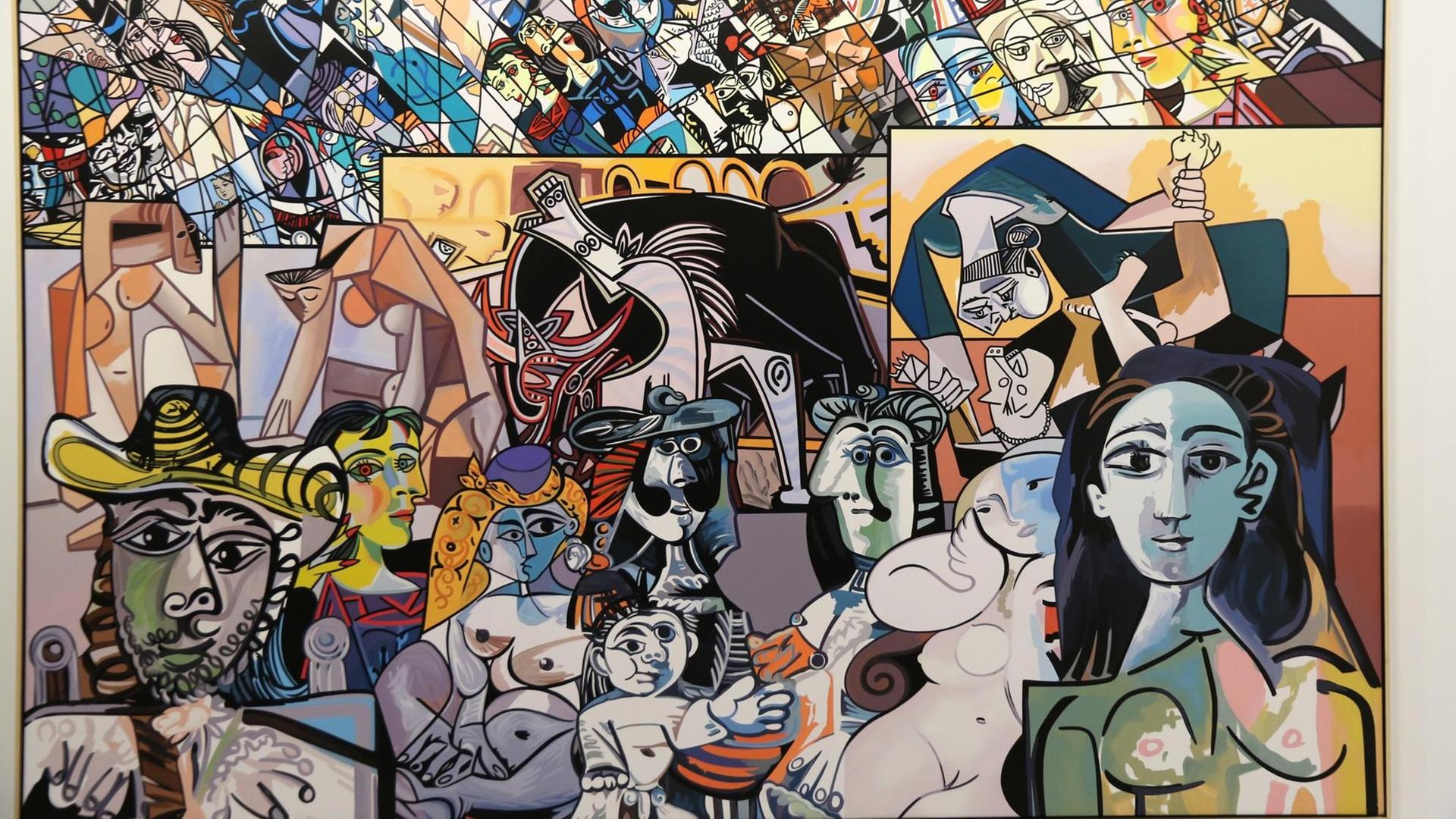 Das Foto zeigt ein buntes Werk von Pablo Picasso im Grand Palais in Paris. Das Foto zeigt ein buntes Werk von Pablo Picasso im Grand Palais in Paris.