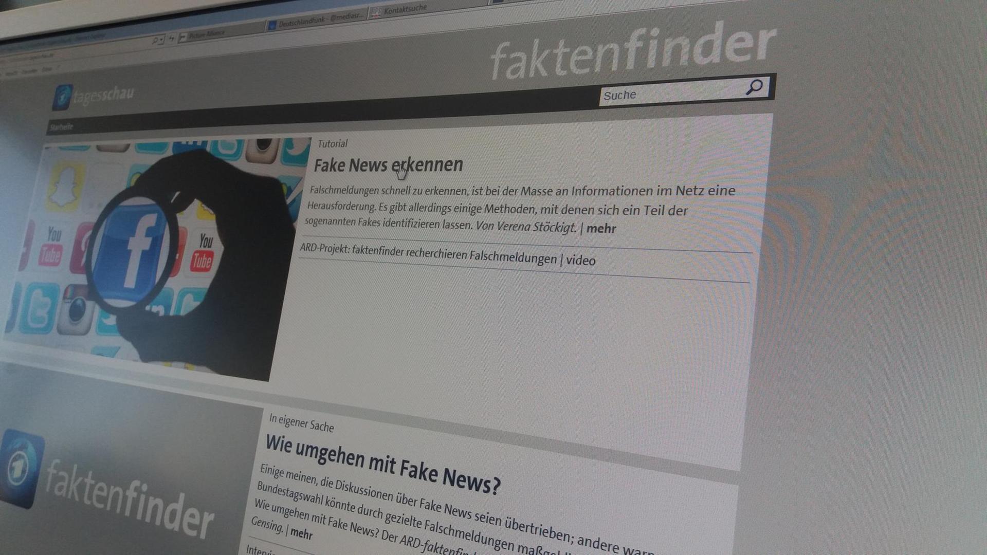 Ein Screenshot der ARD-Seite Faktenfinder Ein Screenshot der ARD-Seite Faktenfinder