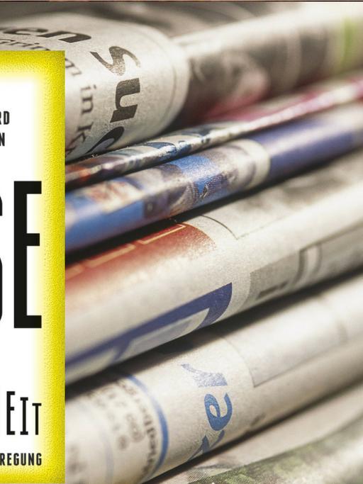 Cover: "Bernhard Pörksen: Die große Gereiztheit" und ein Zeitungsstapel