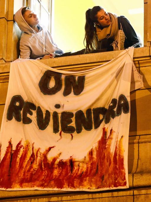 Die Universität Sorbonne in Paris wird am 12.4 2018 aus Protest von Studierenden besetzt.