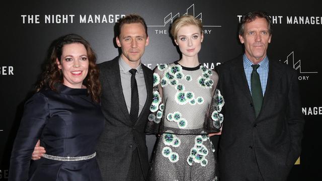 Die Schauspieler Olivia Coleman, Tom Hiddleston, Elizabeth Debicki und Hugh Laurie bei der Premiere der britisch-amerikanischen Miniserie "The Night Manager".