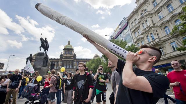 Teilnehmer des Global Marijuana March 2015 in Prag