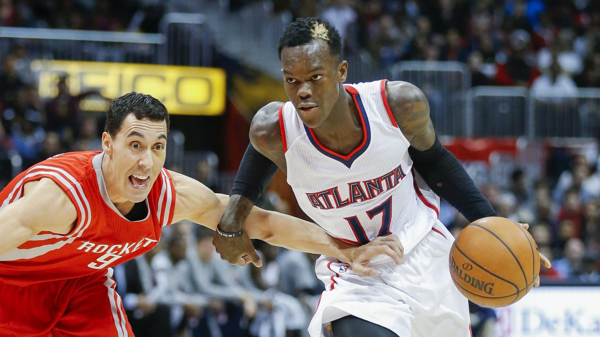 Dennis Schröder (r.) spielt seine zweite Saison für die Atlanta Hawks in der NBA. Dennis Schröder (r.) spielt seine zweite Saison für die Atlanta Hawks in der NBA.