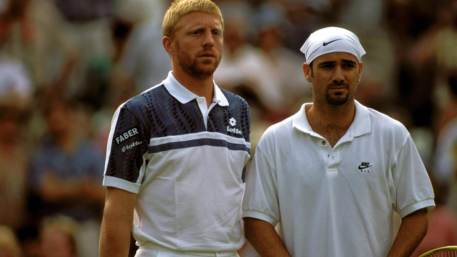 Boris Becker und Andre Agassi bei den all England Championships 1995. Boris Becker und Andre Agassi bei den all England Championships 1995.