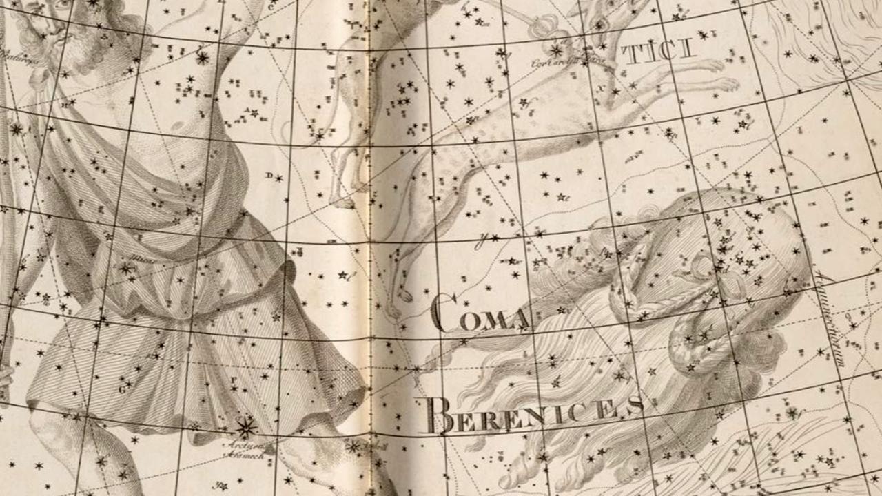 Das Sternbild Haar der Berenike (Coma Berenices) in einer historischen Darstellung (Bode) Das Sternbild Haar der Berenike (Coma Berenices) in einer historischen Darstellung (Bode)