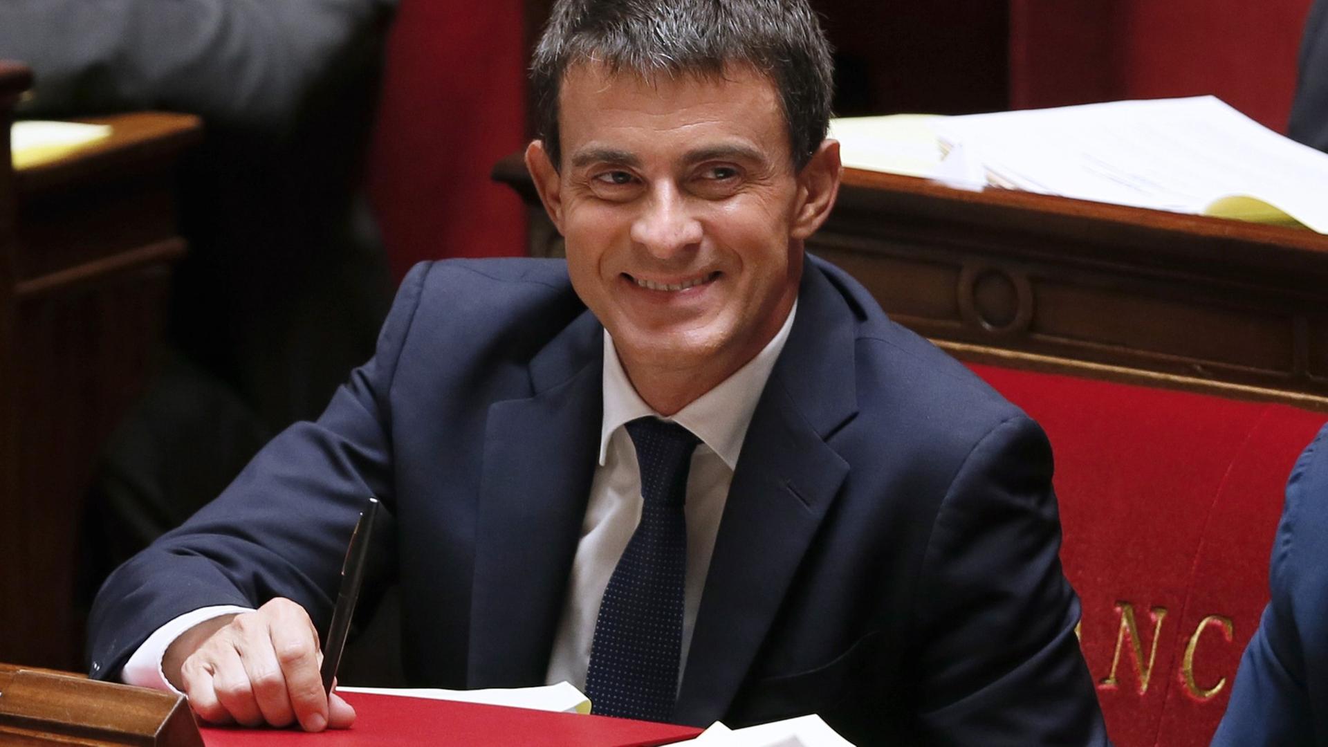 Frankreichs Premierminister Manuel Valls am 16.09.2014 in der Nationalversammlung. Frankreichs Premierminister Manuel Valls am 16.09.2014 in der Nationalversammlung.