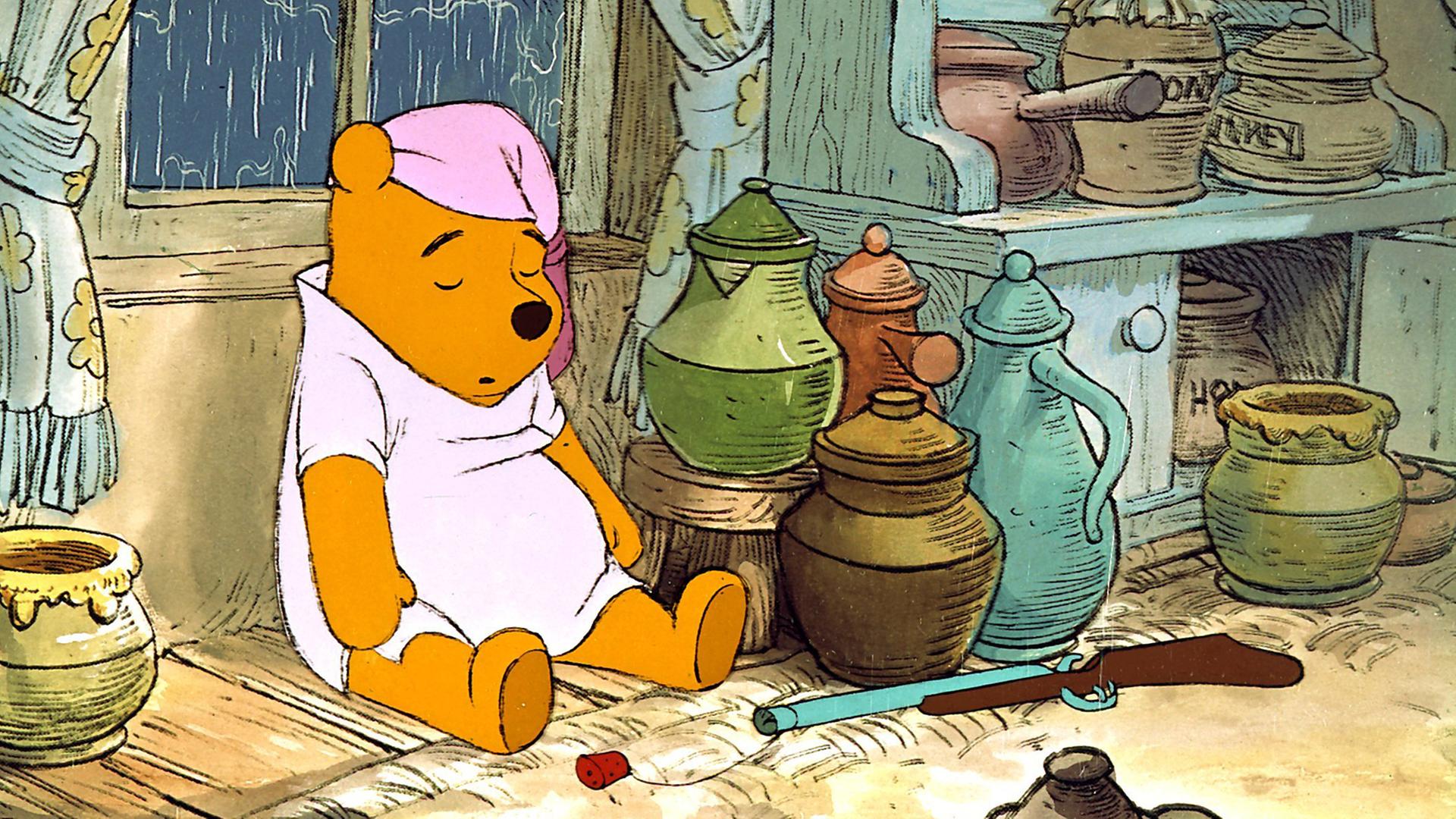 Szene aus dem Walt Disney Zeichentrick-Film "Winnie the Pooh" (Pu der Bär). Szene aus dem Walt Disney Zeichentrick-Film "Winnie the Pooh" (Pu der Bär).