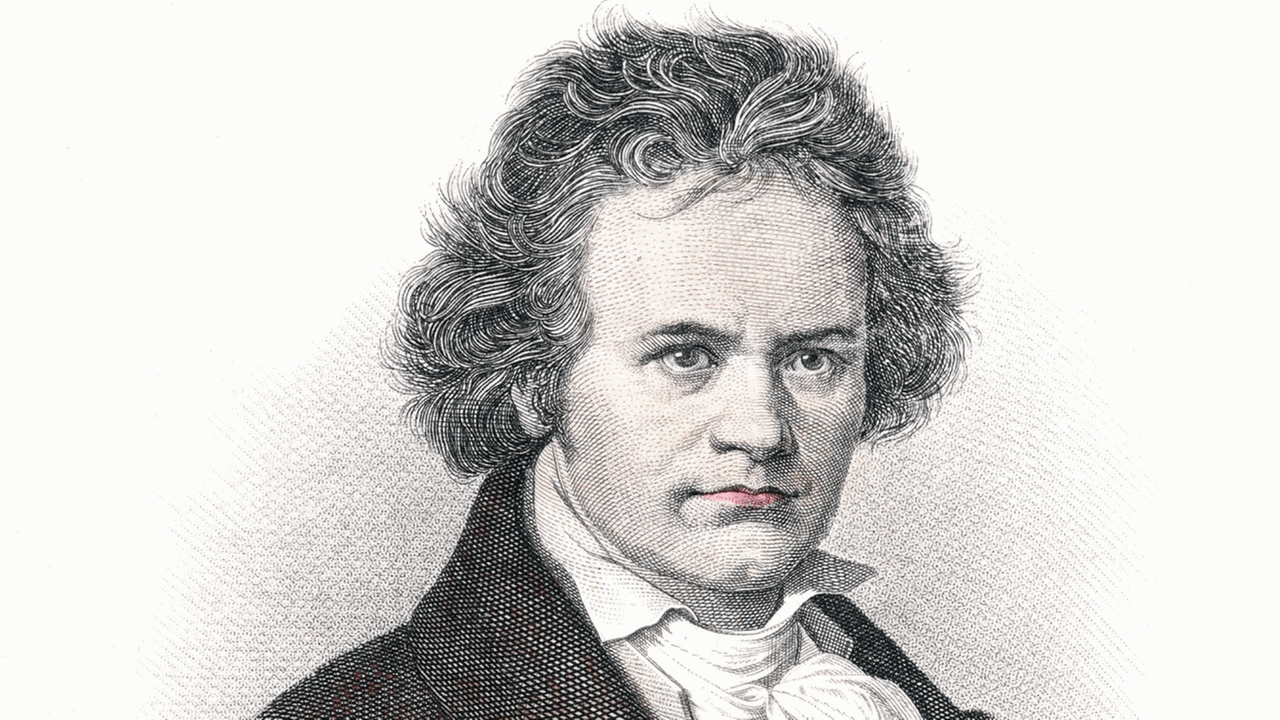 Der Komponist Ludwig van Beethoven in einem historischen Stich von 1820 Der Komponist Ludwig van Beethoven in einem historischen Stich von 1820