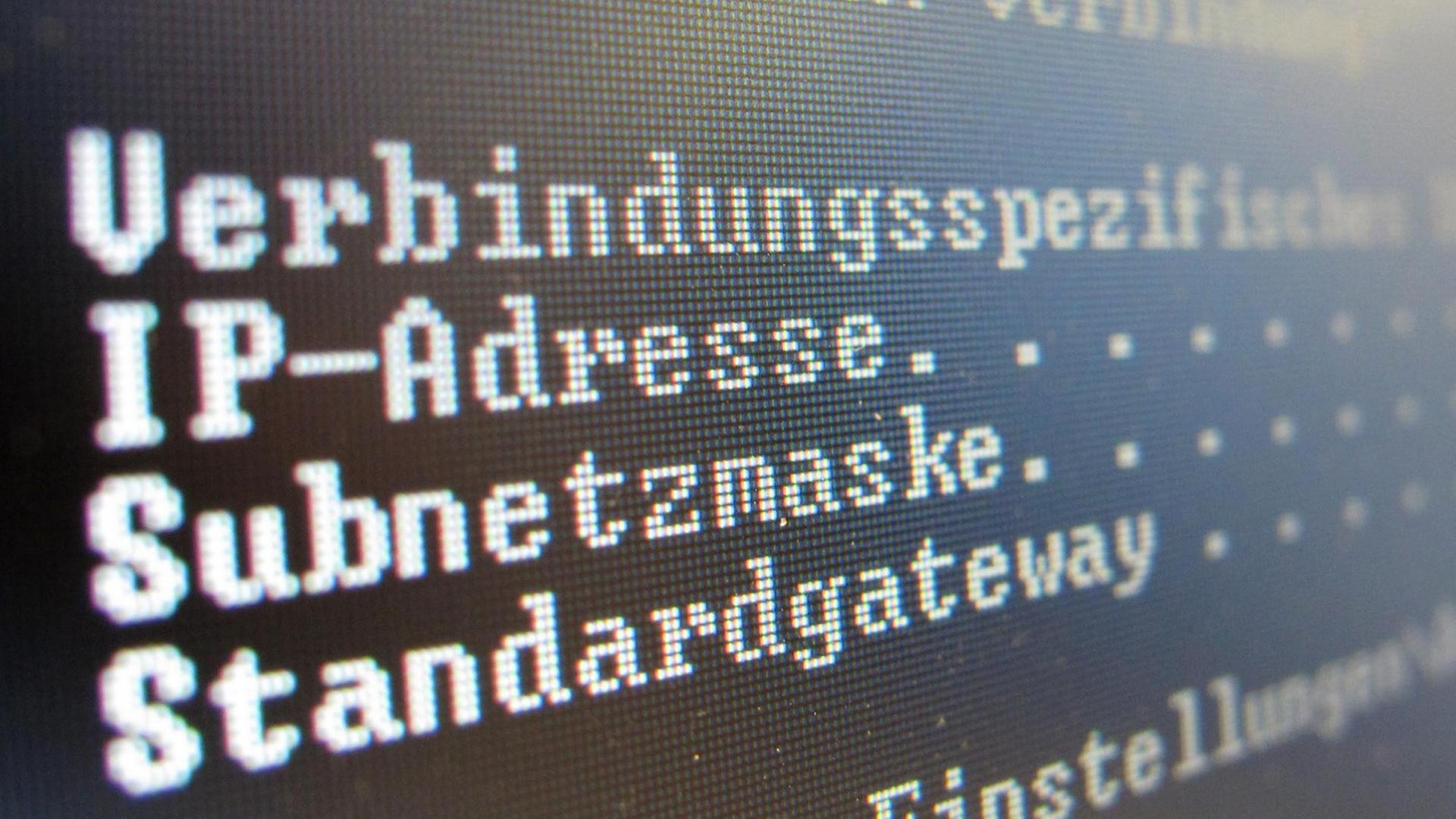 Auf einem Computerbildschirm ist am Donnerstag (03.02.2011) in Berlin der Schriftzug "IP-Adresse" zu lesen. Auf einem Computerbildschirm ist am Donnerstag (03.02.2011) in Berlin der Schriftzug "IP-Adresse" zu lesen.