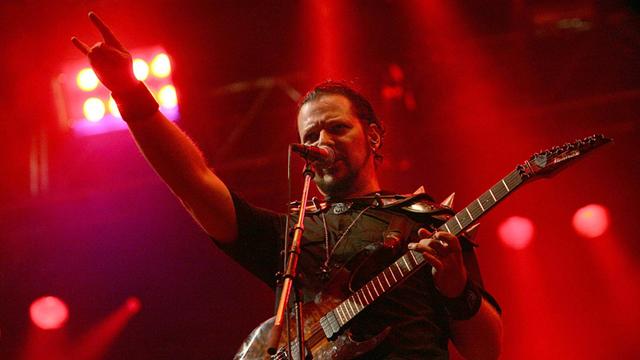 Ihsahn, Sänger und Gitarrist der Norwegischen Band Emperor auf der Bühne des Wacken Open Air Festivals 2006.