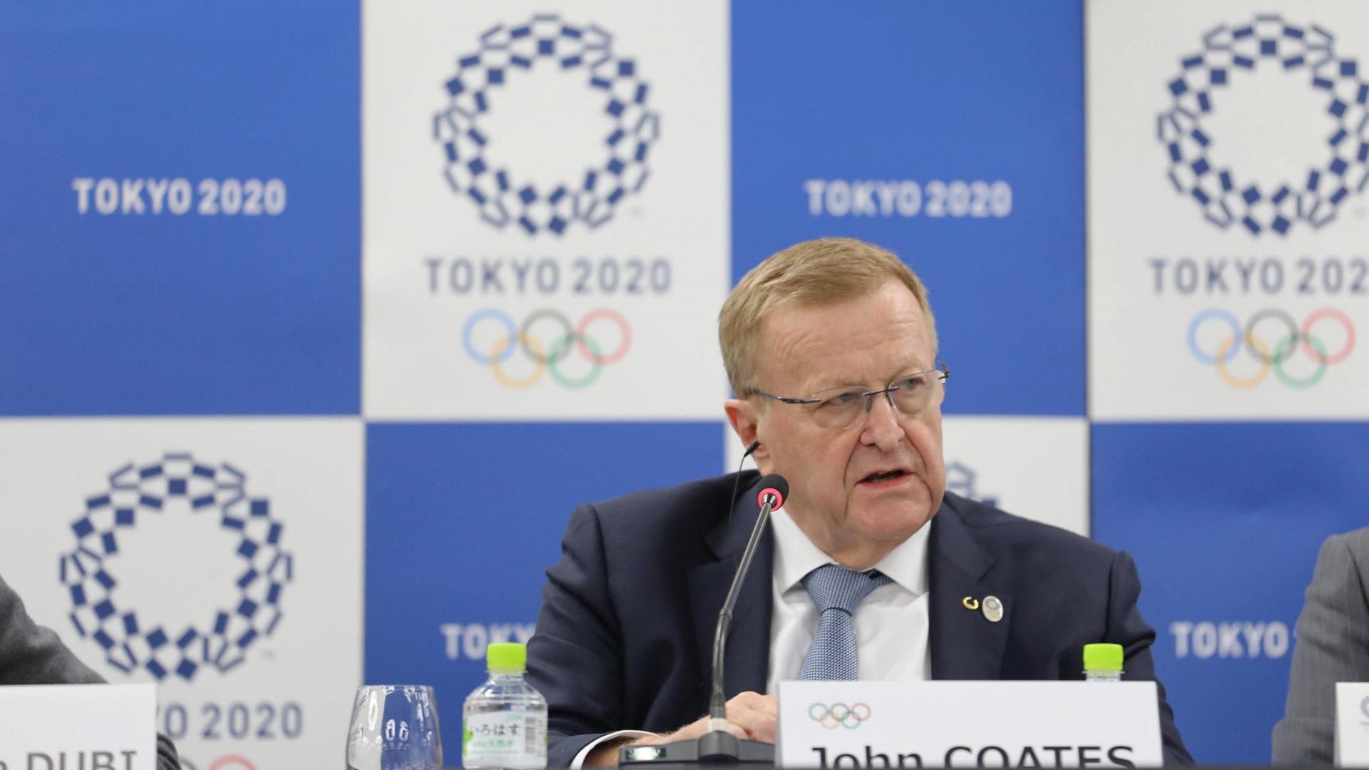 200215 -- TOKYO, Feb. 15, 2020 -- John Coates, chairman of International Olympic Committee IOC Coordination Commission for the Olympic Games, Olympische Spiele, Olympia, OS Tokyo 2020, attends the IOC-Tokyo 2020 joint press conference, PK, Pressekonferenz for the 11th Project Review meeting between the IOC and Tokyo 2020 in Tokyo, Japan, on Feb. 14, 2020. SPJAPAN-TOKYO-IOC-TOKYO 2020-PROJECT REVIEW-PRESS CONFERENCE DuxXiaoyi PUBLICATIONxNOTxINxCHN 200215 -- TOKYO, Feb. 15, 2020 -- John Coates, chairman of International Olympic Committee IOC Coordination Commission for the Olympic Games, Olympische Spiele, Olympia, OS Tokyo 2020, attends the IOC-Tokyo 2020 joint press conference, PK, Pressekonferenz for the 11th Project Review meeting between the IOC and Tokyo 2020 in Tokyo, Japan, on Feb. 14, 2020. SPJAPAN-TOKYO-IOC-TOKYO 2020-PROJECT REVIEW-PRESS CONFERENCE DuxXiaoyi PUBLICATIONxNOTxINxCHN