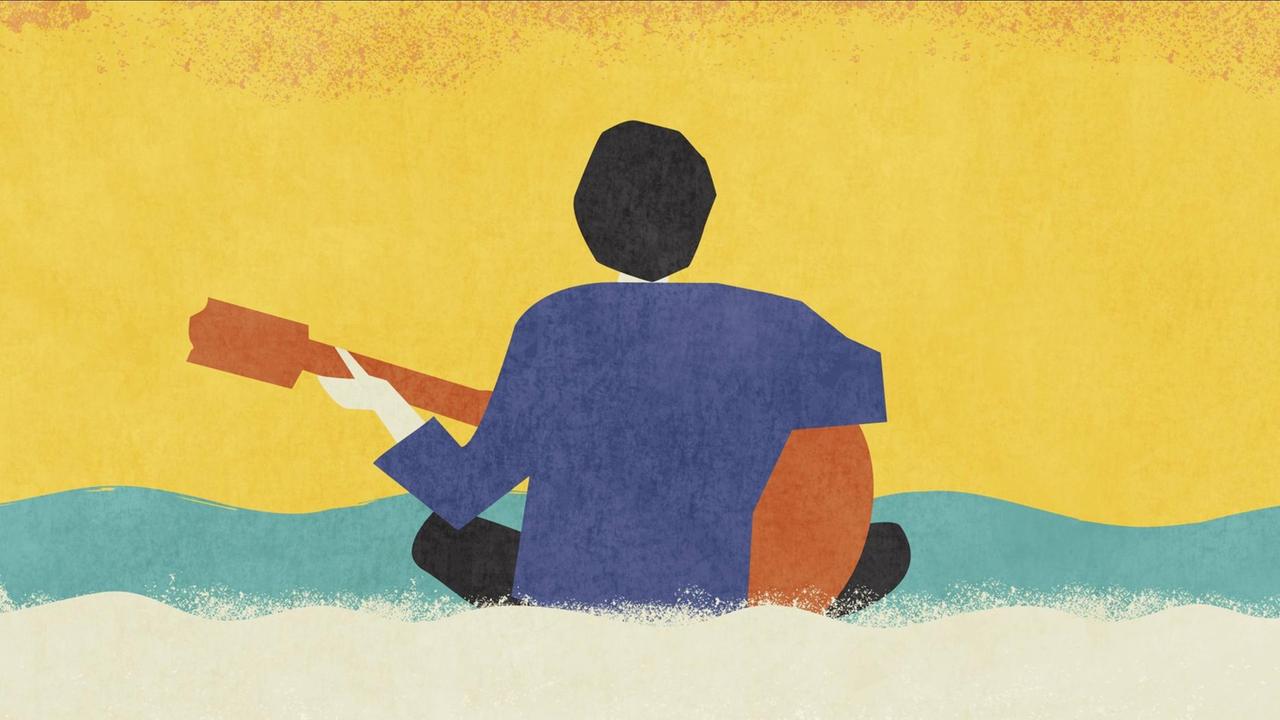 Illustration einer Person, die Gitarre spielt. Illustration einer Person, die Gitarre spielt.