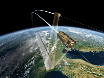 Die DLR-Radarsatelliten TerraSAR-X und TanDEM-X haben die Erdoberfläche im Formationsflug interferometrisch vermessen. Die DLR-Radarsatelliten TerraSAR-X und TanDEM-X haben die Erdoberfläche im Formationsflug interferometrisch vermessen.