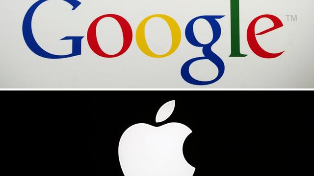 Die Logos von Google und Apple.