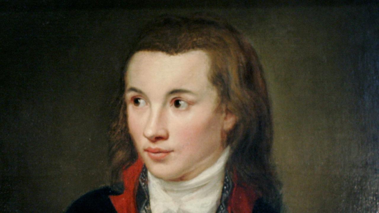 Das einzige Bildnis von Friedrich Freiherr von Hardenberg, genannt Novalis (1772-1801), eines unbekannten Künstlers.