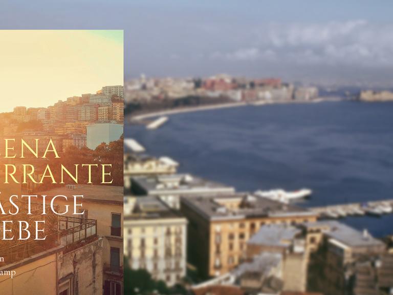 Buchcover Elena Ferrante: "Lästige Liebe". Im Hintergrund ein Blick auf Neapel
